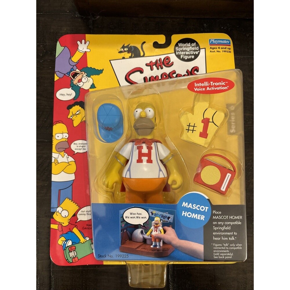 2001 Playmates Toys The Simpsons "Mascot Homer" WOS Interactive Figure NOC